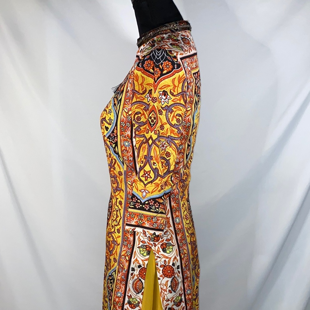 Misslook Yellow Mandala Print Beaded Neck Tunic Dress Kurta - Large - Picture 11 of 12